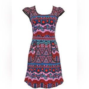 Nooworks Crazy Emily Western Cap Sleeve Dress Short Fun Vintage Retro Casual M